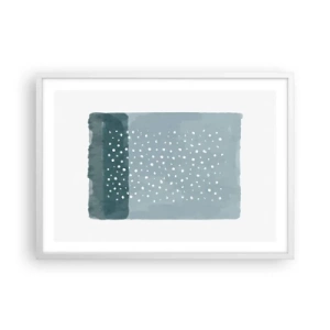 Pôster em moldura branca - Cultivado em azul - 70x50 cm