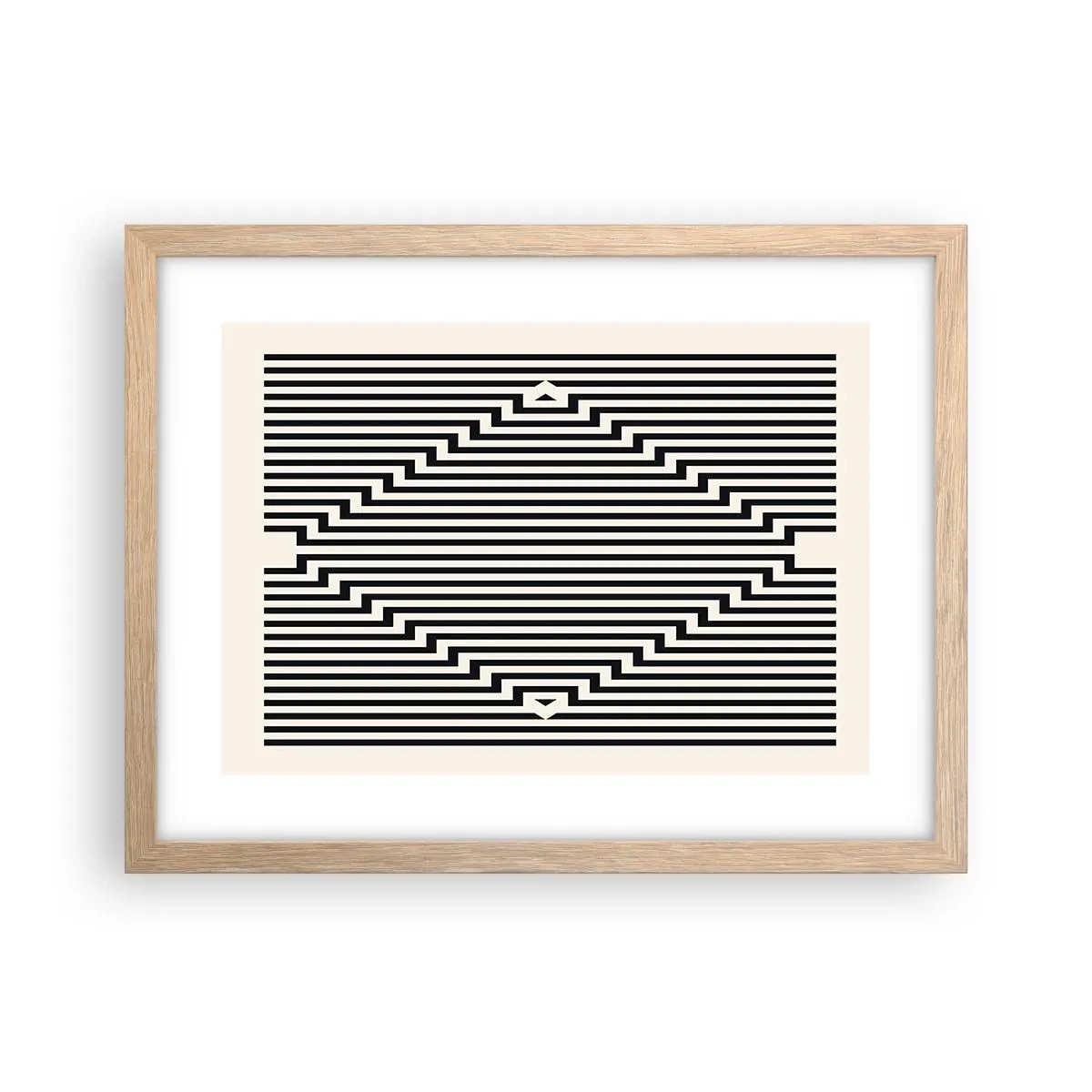 Pôster com moldura de carvalho claro - Ilusão geométrica - 40x30 cm