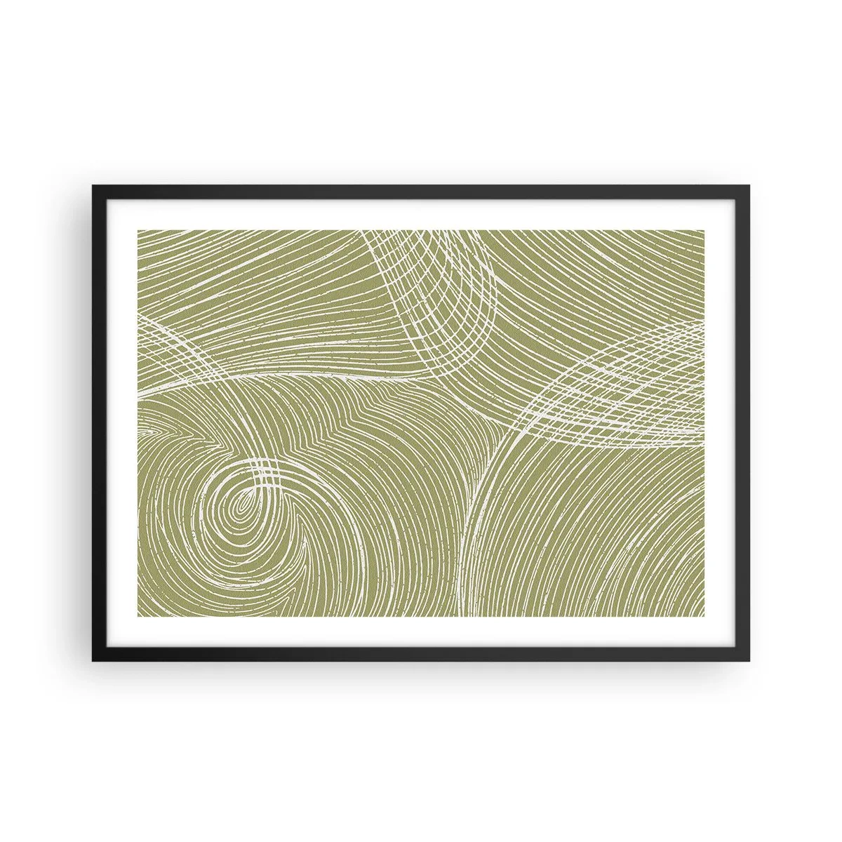 Pôster com moldura preta - Abstração intrincada em branco - 70x50 cm