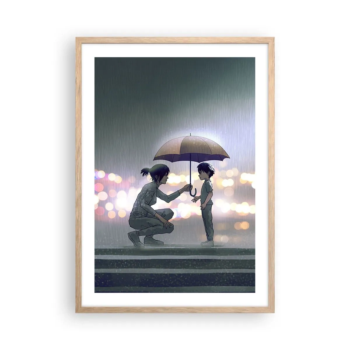 Pôster com moldura de carvalho claro - Está tudo bem agora - 50x70 cm