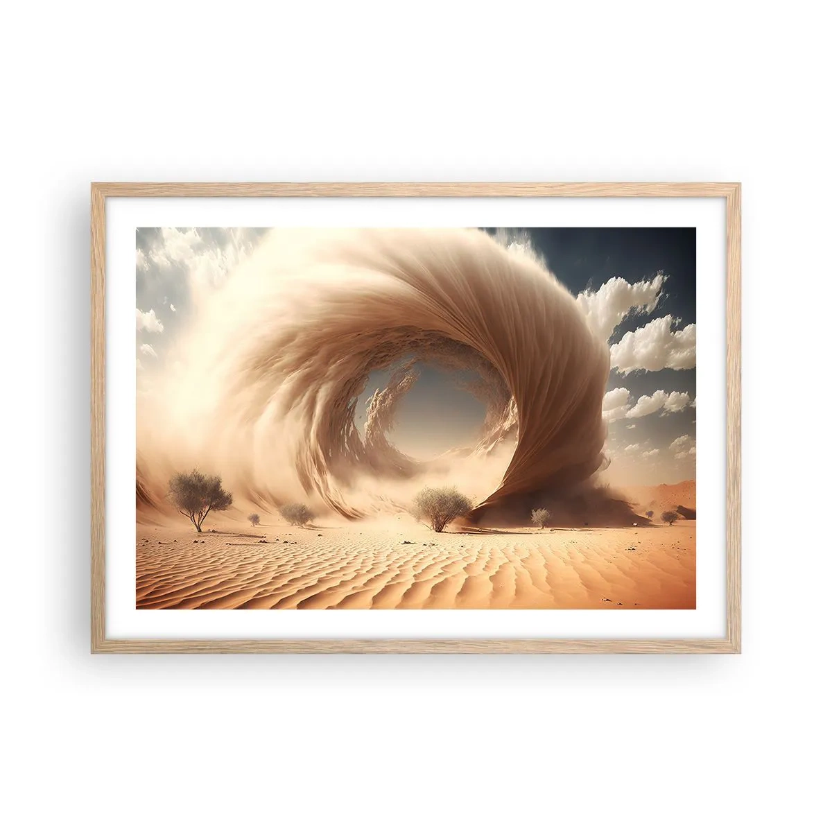 Pôster com moldura de carvalho claro - Portal aberto - 70x50 cm