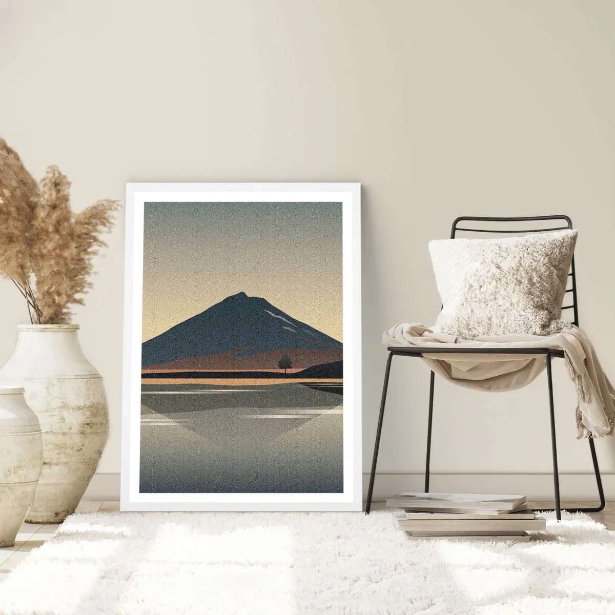 Pôster em moldura branca - Reflexo de espelho - 50x70 cm