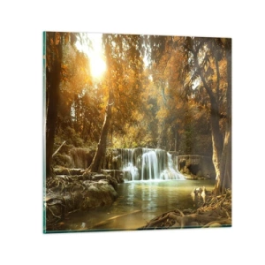 Quadro em vidro - A cascata do parque - 30x30 cm
