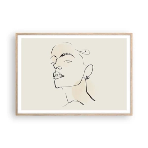 Pôster com moldura de carvalho claro - Olhar orgulhoso - 100x70 cm