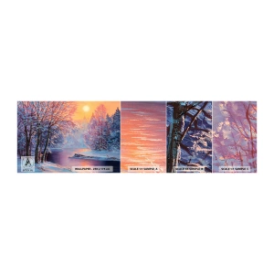 Amostra de papel de parede autocolante Deluxe Sticker - Cores do inverno - Paisagem, Rio, Floresta - 100x30 cm