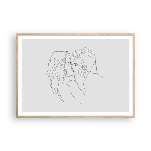 Pôster com moldura de carvalho claro - Com a mesma linha - 100x70 cm
