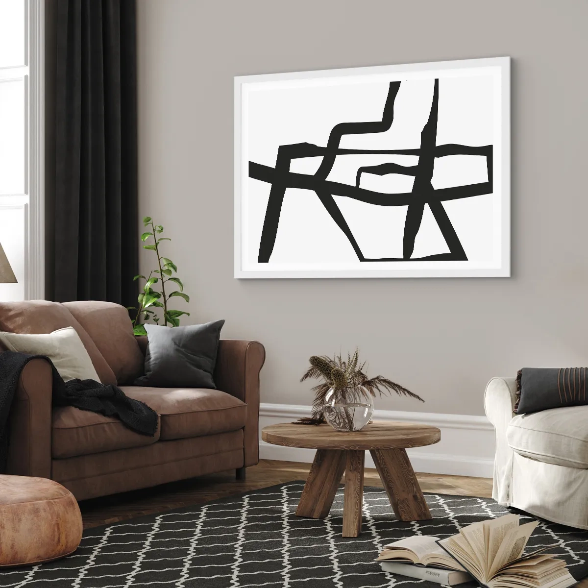 Pôster em moldura branca - Projeto preto e branco - 50x40 cm