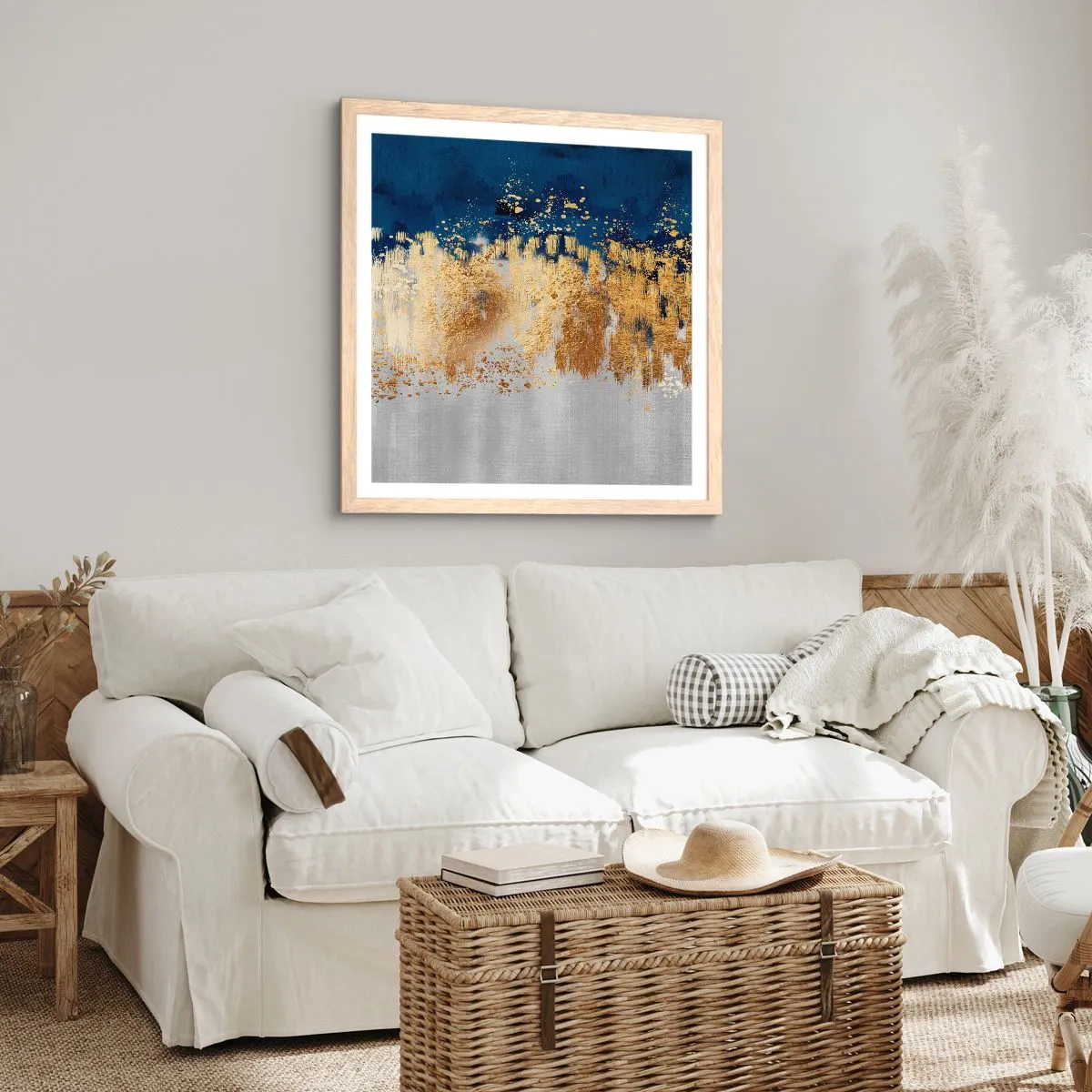 Pôster com moldura de carvalho claro - Uma composição moderna com brilho - 50x50 cm