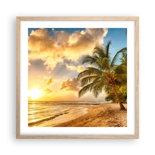 Pôster com moldura de carvalho claro - Eterno verão, férias eternas - 50x50 cm