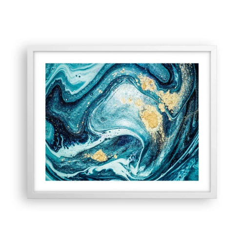 Pôster em moldura branca - Redemoinho azul - 50x40 cm