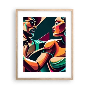 Pôster com moldura de carvalho claro - No ritmo do coração - 40x50 cm