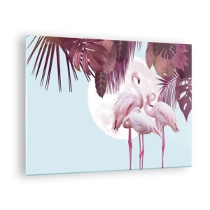 Quadro em vidro - Três graças de pássaros - 70x50cm - Três graças de pássaros - Decoração de parede moderna para a sala de estar e quarto ARTTOR