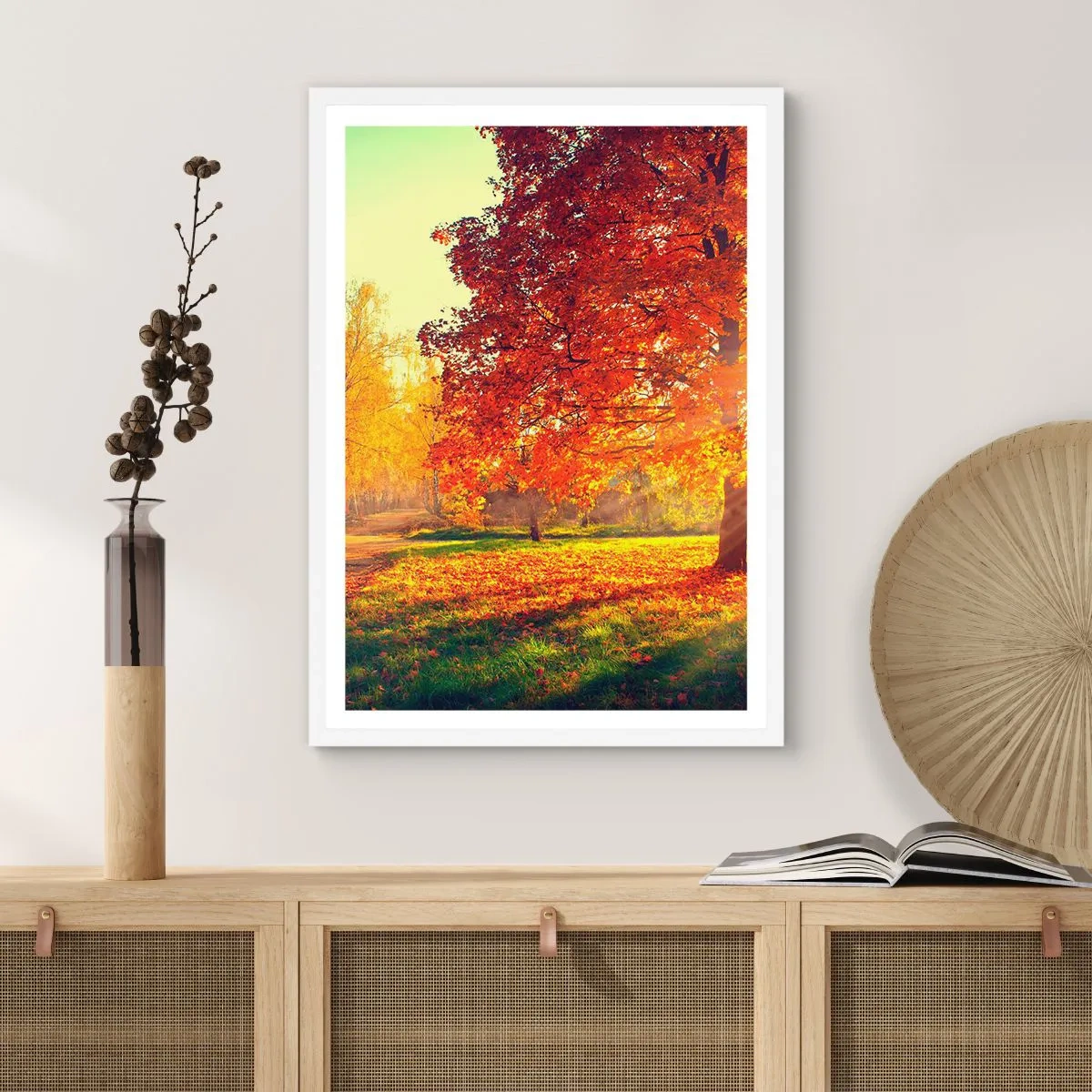 Pôster em moldura branca - O vermelho é lindo - 70x100 cm