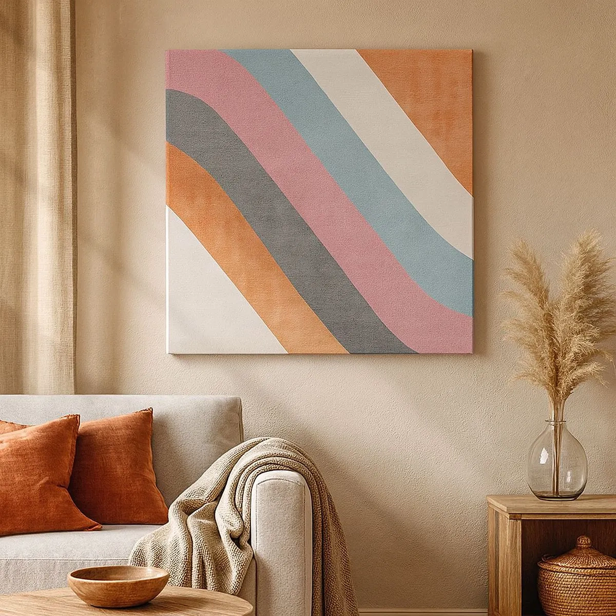 Quadro em tela - Composição diagonal – movimento - 30x30 cm