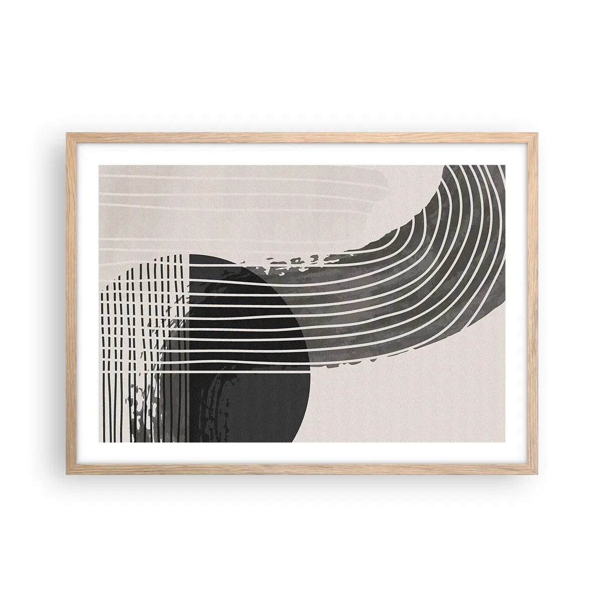 Pôster com moldura de carvalho claro - Ida e volta - 70x50 cm
