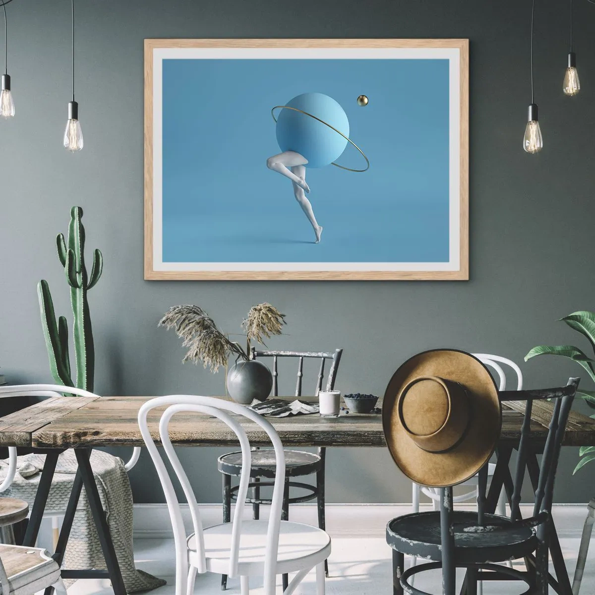 Pôster com moldura de carvalho claro - Planetas a enlouquecer - 91x61 cm