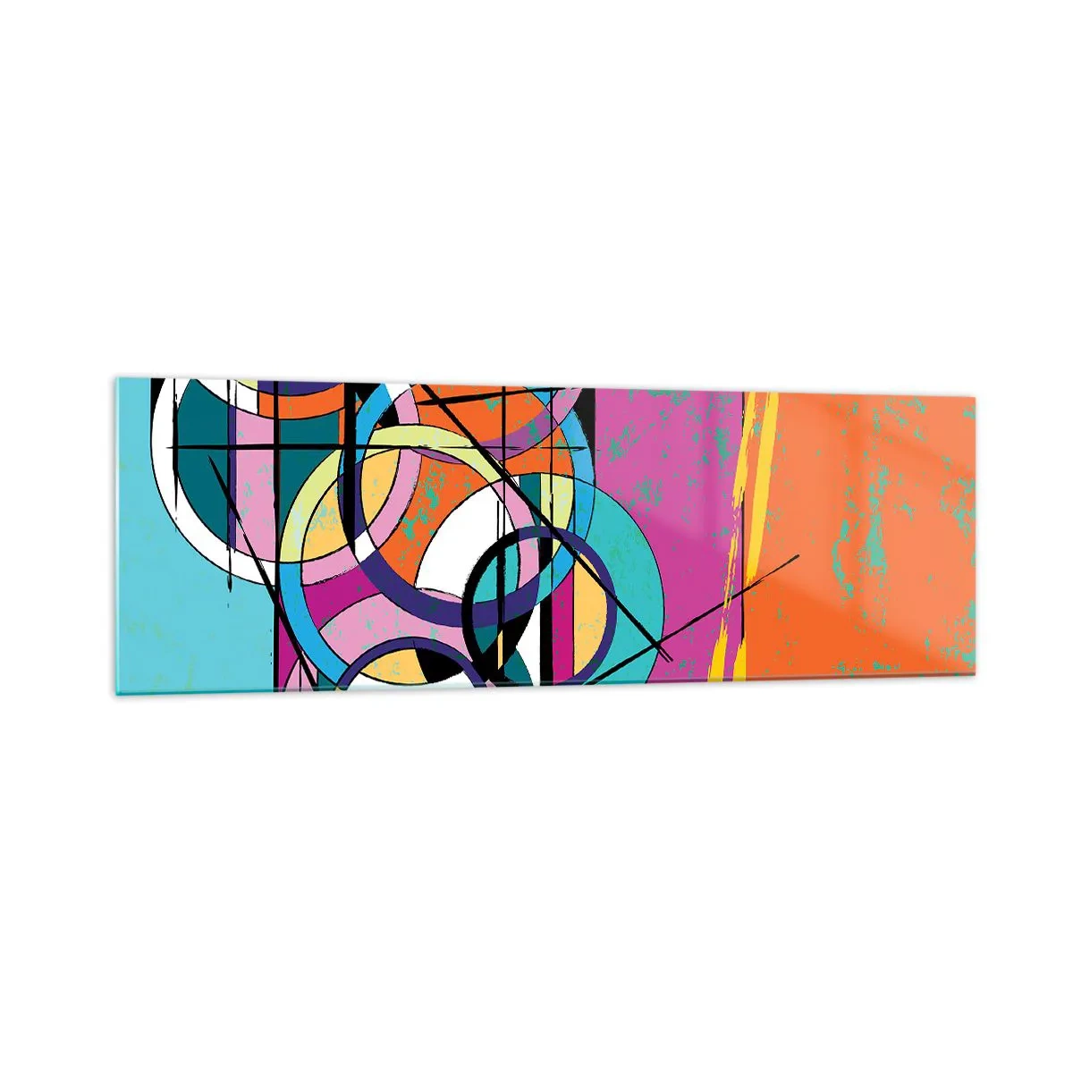 Quadro em vidro - Círculo entre círculos - 160x50 cm