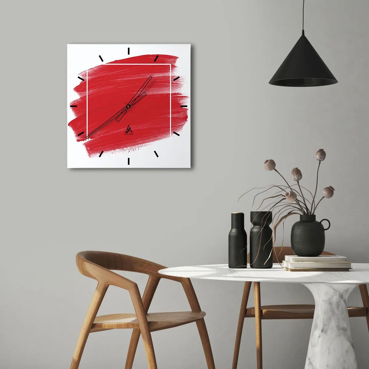 Relógio de parede - Relógio em vidro - Fora do quadro - 40x40 cm