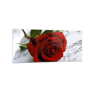Quadro em vidro - Música de sentimentos em escarlate - 120x50 cm