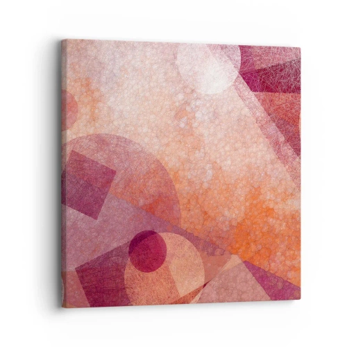 Quadro em tela - Transformações geométricas em rosa - 30x30 cm