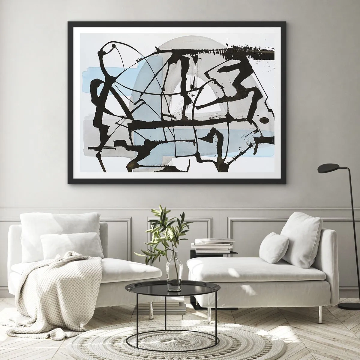 Pôster com moldura preta - Azul mesmo assim - 70x50 cm