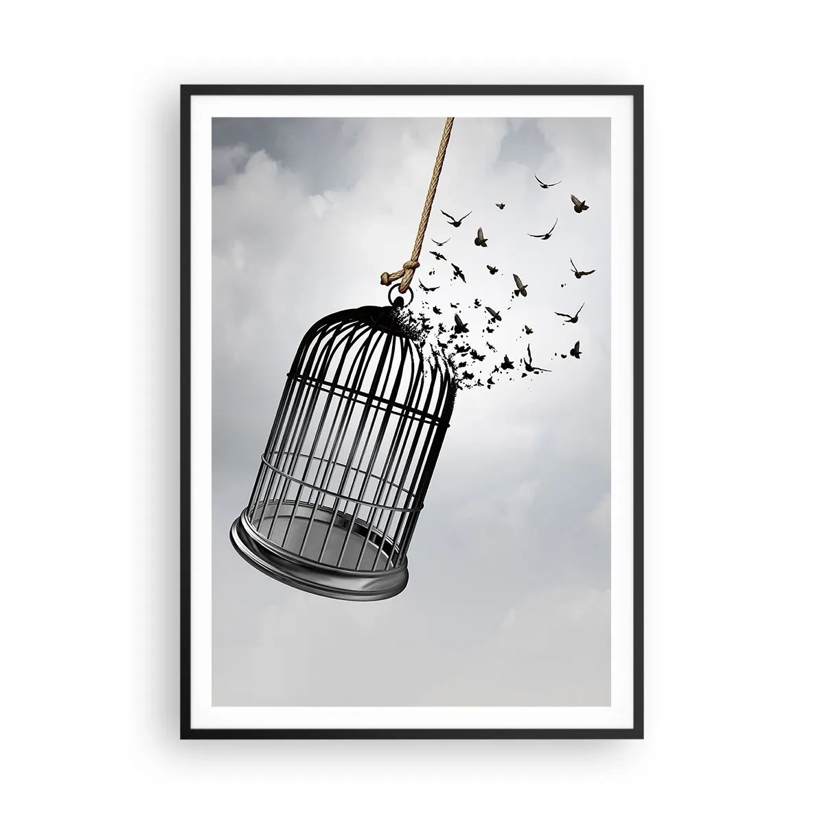 Pôster com moldura preta - Fé... Esperança... Liberdade! - 70x100 cm