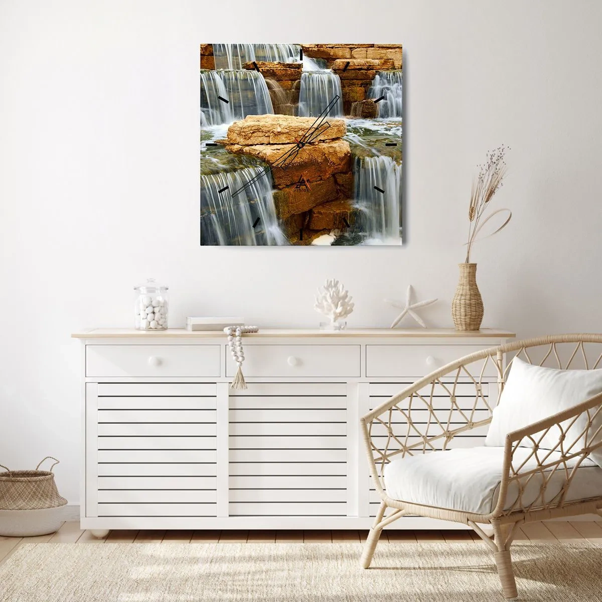 Relógio de parede - Relógio em vidro - Escadas para o céu - 40x40 cm