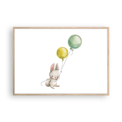 Pôster com moldura de carvalho claro - Também quero voar! - 100x70 cm