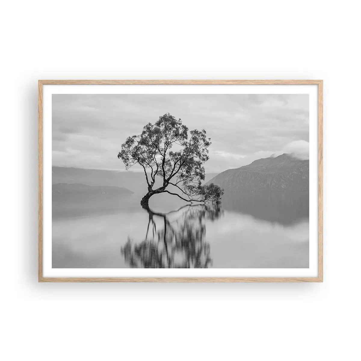 Pôster com moldura de carvalho claro - Existe um país assim - 100x70 cm