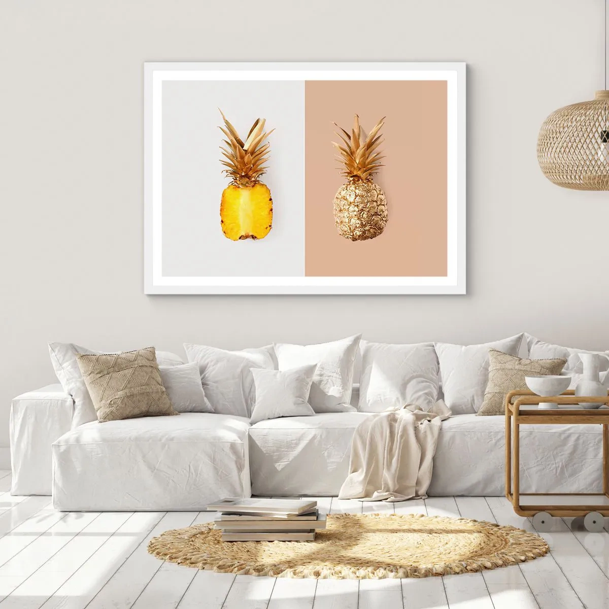 Pôster em moldura branca - Ananás para nós - 70x50 cm
