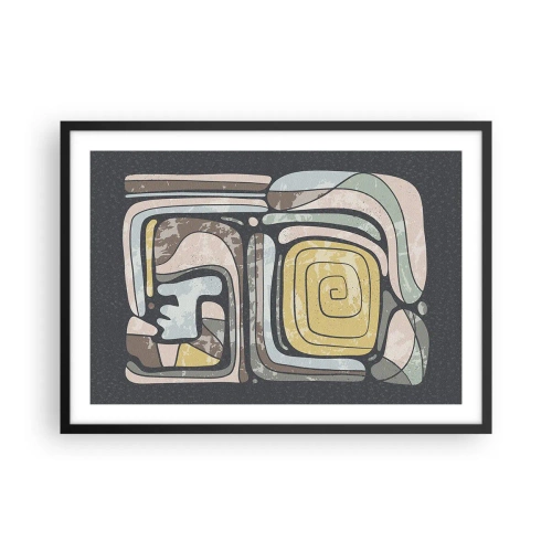 Pôster com moldura preta - Abstração no espírito pré-colombiano - 70x50 cm