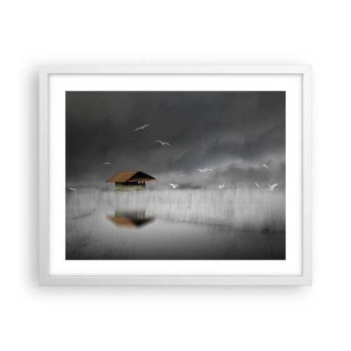 Pôster em moldura branca - Abrigo da chuva - 50x40 cm