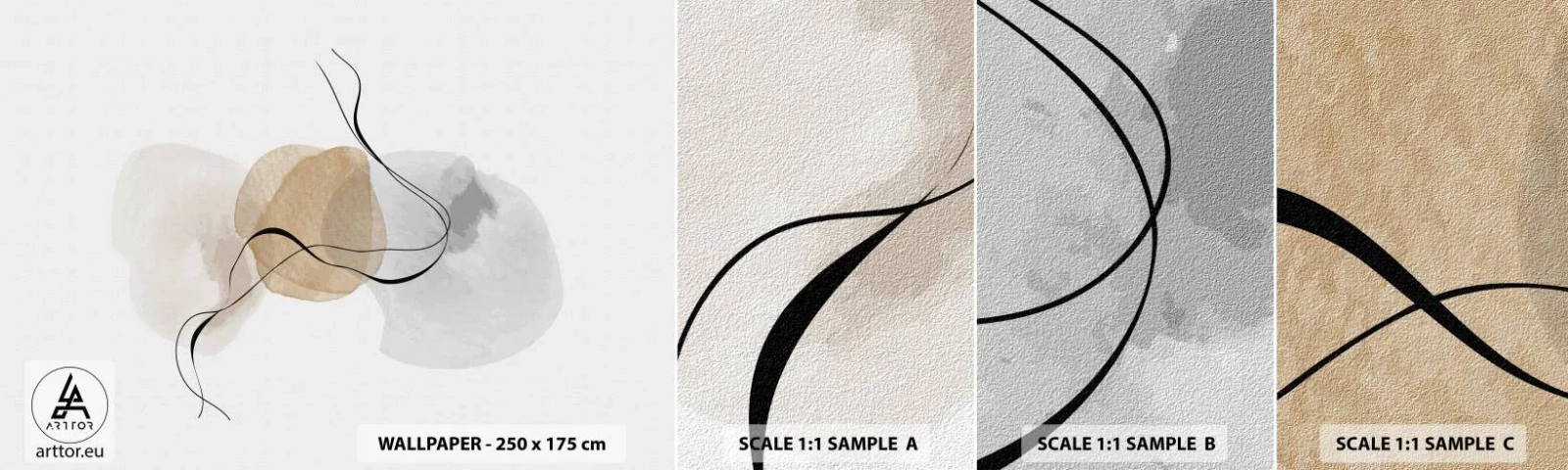 Amostra de Papel de Parede Standard Eco - Contas ao vento - Abstração, Pedaço, Padrão Moderno - 100x30 cm