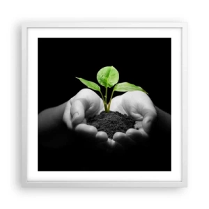 Pôster em moldura branca - Eu amo a natureza, eu a protejo - 50x50 cm