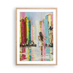 Pôster com moldura de carvalho claro - Segue-me - 50x70 cm