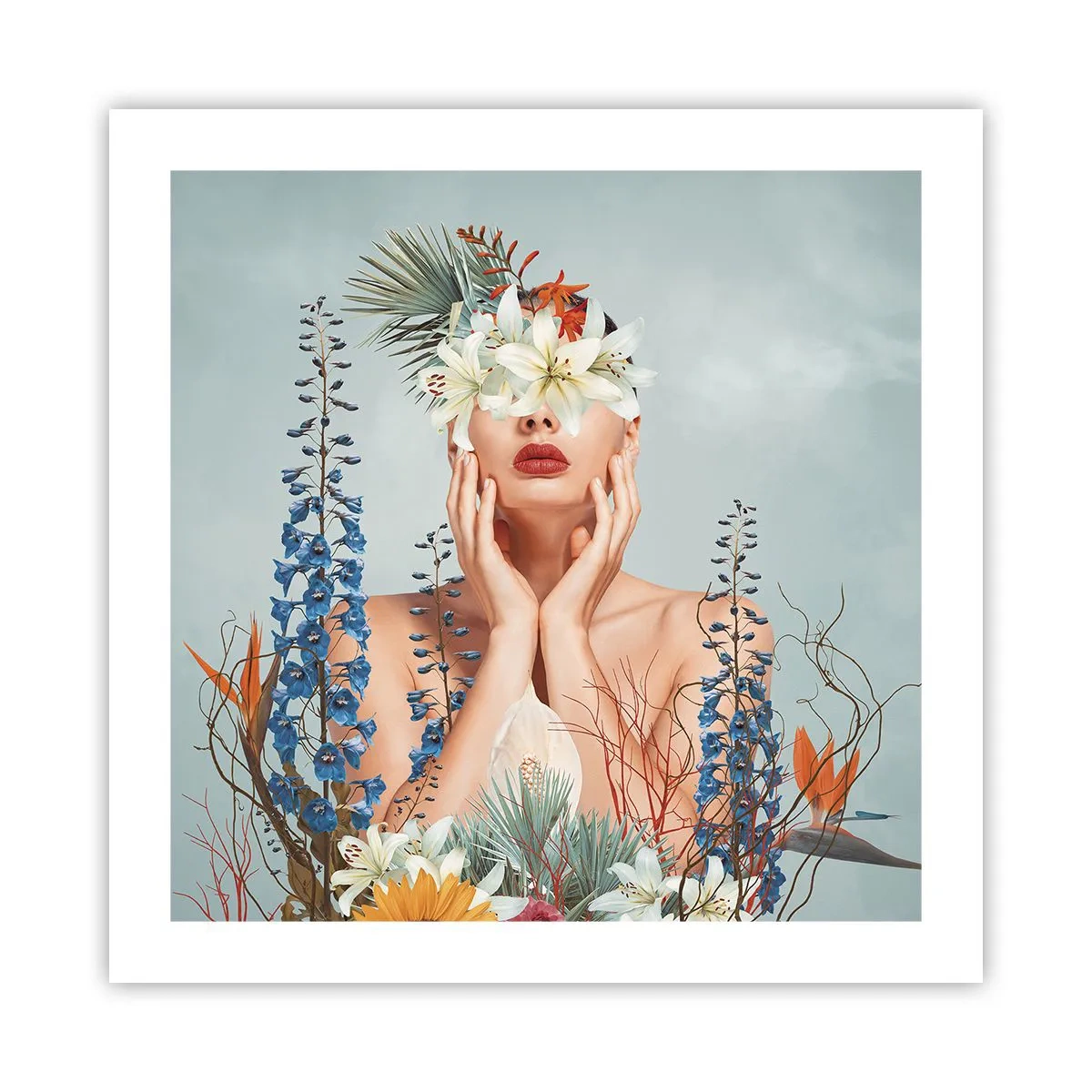 Pôster - Mulher – flor - 50x50 cm