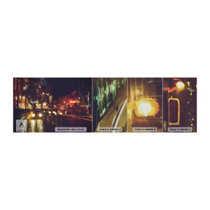 Amostra de papel de parede Premium Sand - Imerso nas luzes da noite - Cidade, Arquitetura, Vida noturna - 100x30 cm