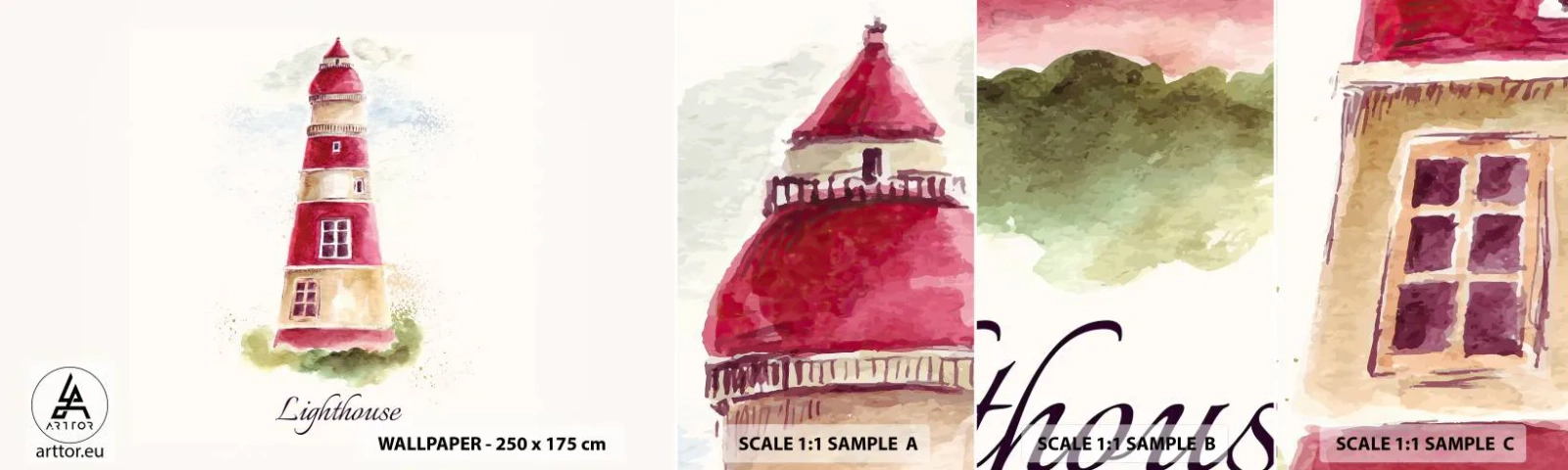 Amostra de Papel de Parede Standard Eco - Sempre há clima - Farol, Beira-mar, Mar - 100x30 cm