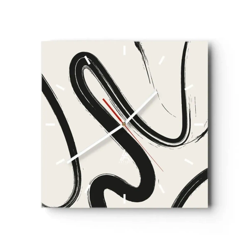 Relógio de parede - Relógio em vidro - Capricho preto e branco - 30x30 cm