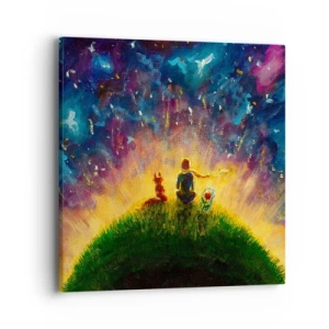 Quadro em tela - Amor e amizade - o mundo inteiro - 40x40 cm