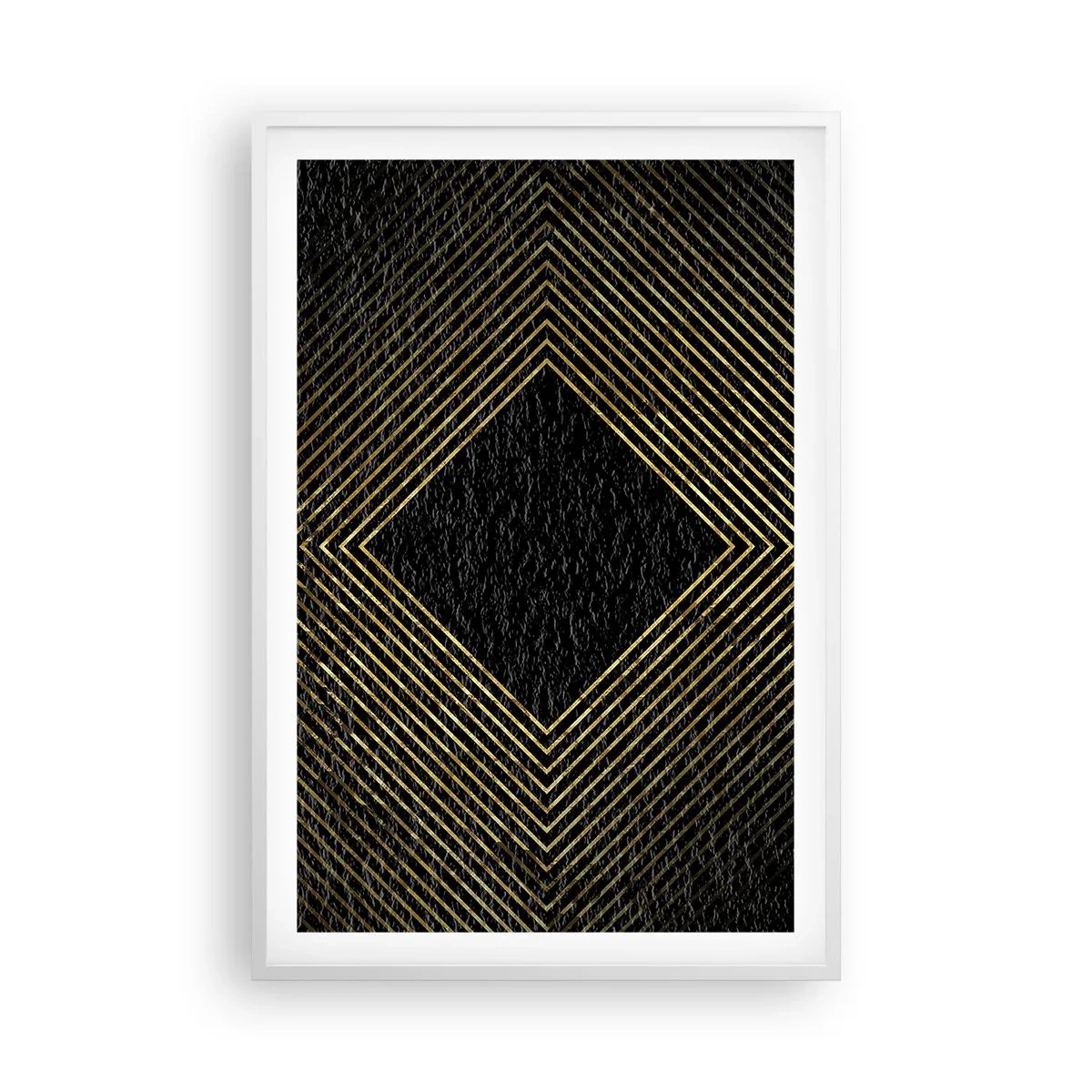 Pôster em moldura branca - Geometria em estilo glamoroso - 61x91 cm