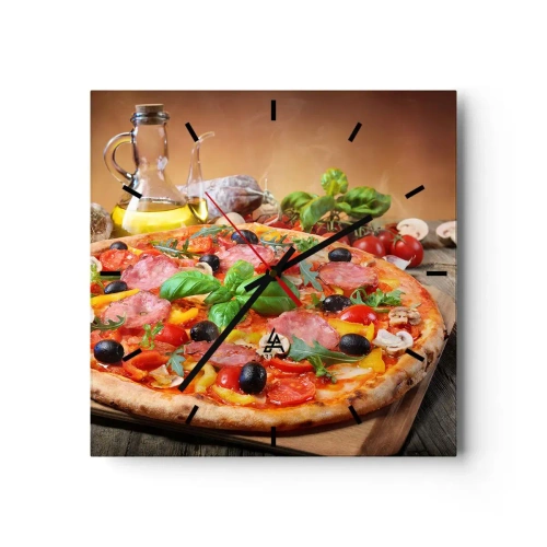 Relógio de parede - Relógio em vidro - Com um sabor verdadeiramente italiano - 30x30 cm
