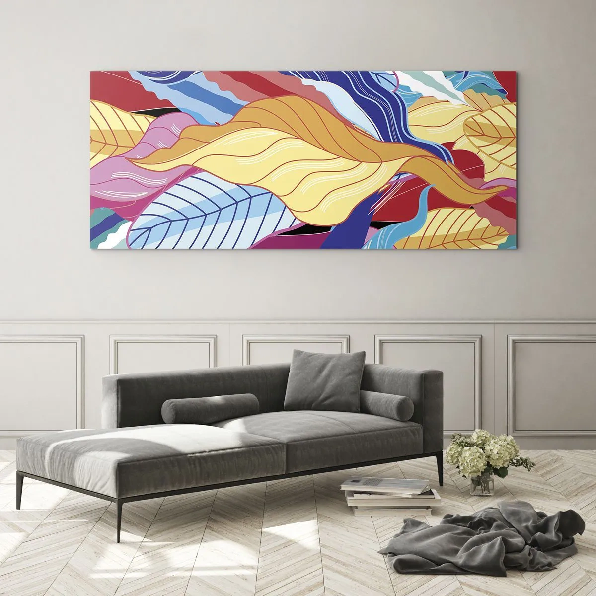 Quadro em vidro - Bagunça colorida - 120x50 cm