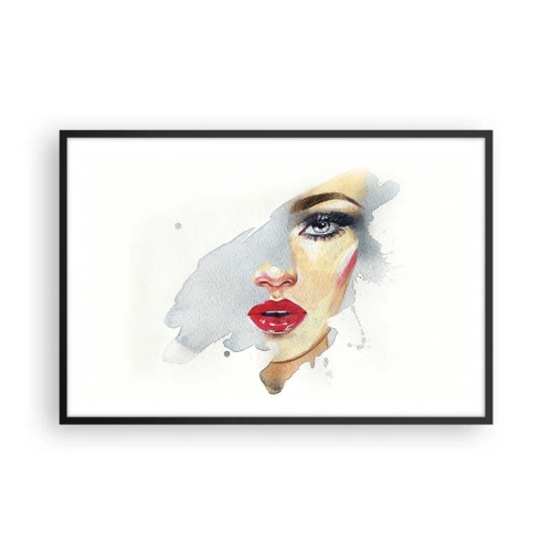 Pôster com moldura preta - Reflexão numa gota de água - 91x61 cm