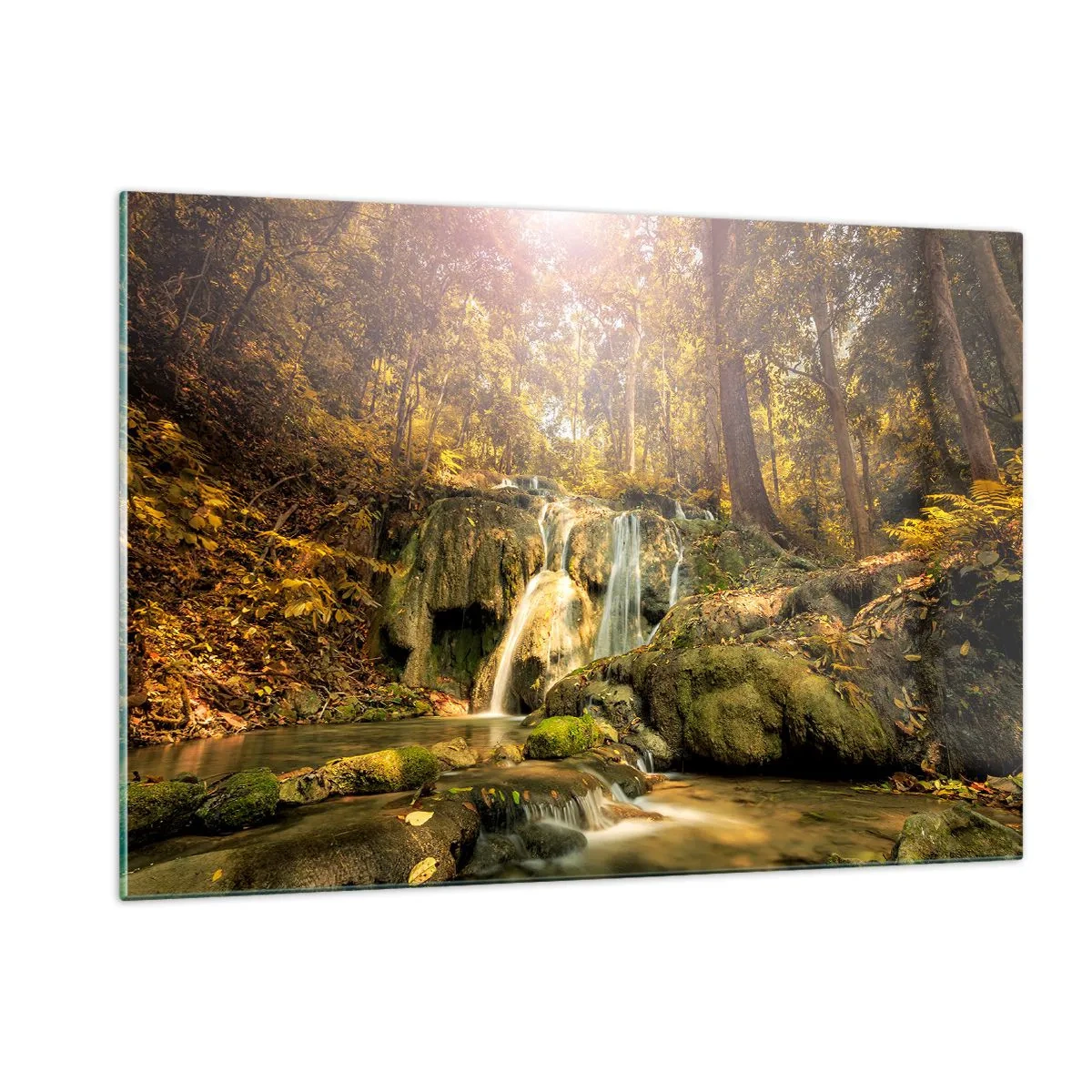 Quadro em vidro - Cascata na floresta - 120x80 cm