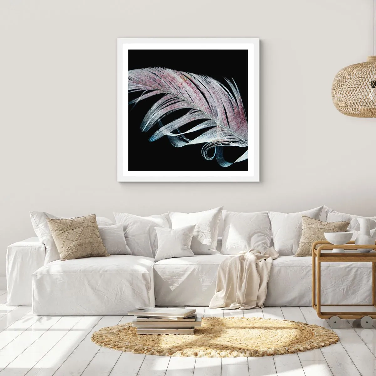 Pôster em moldura branca - Pense no toque - 40x40 cm