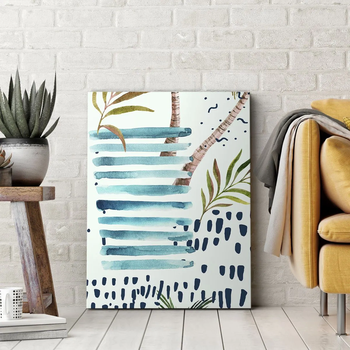 Quadro em tela - Férias sob as palmeiras - 55x100 cm