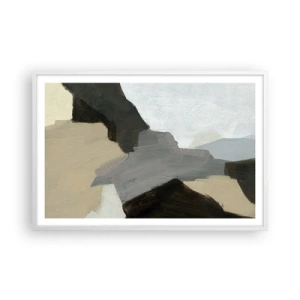 Pôster em moldura branca - Abstração: a encruzilhada do cinza - 91x61 cm