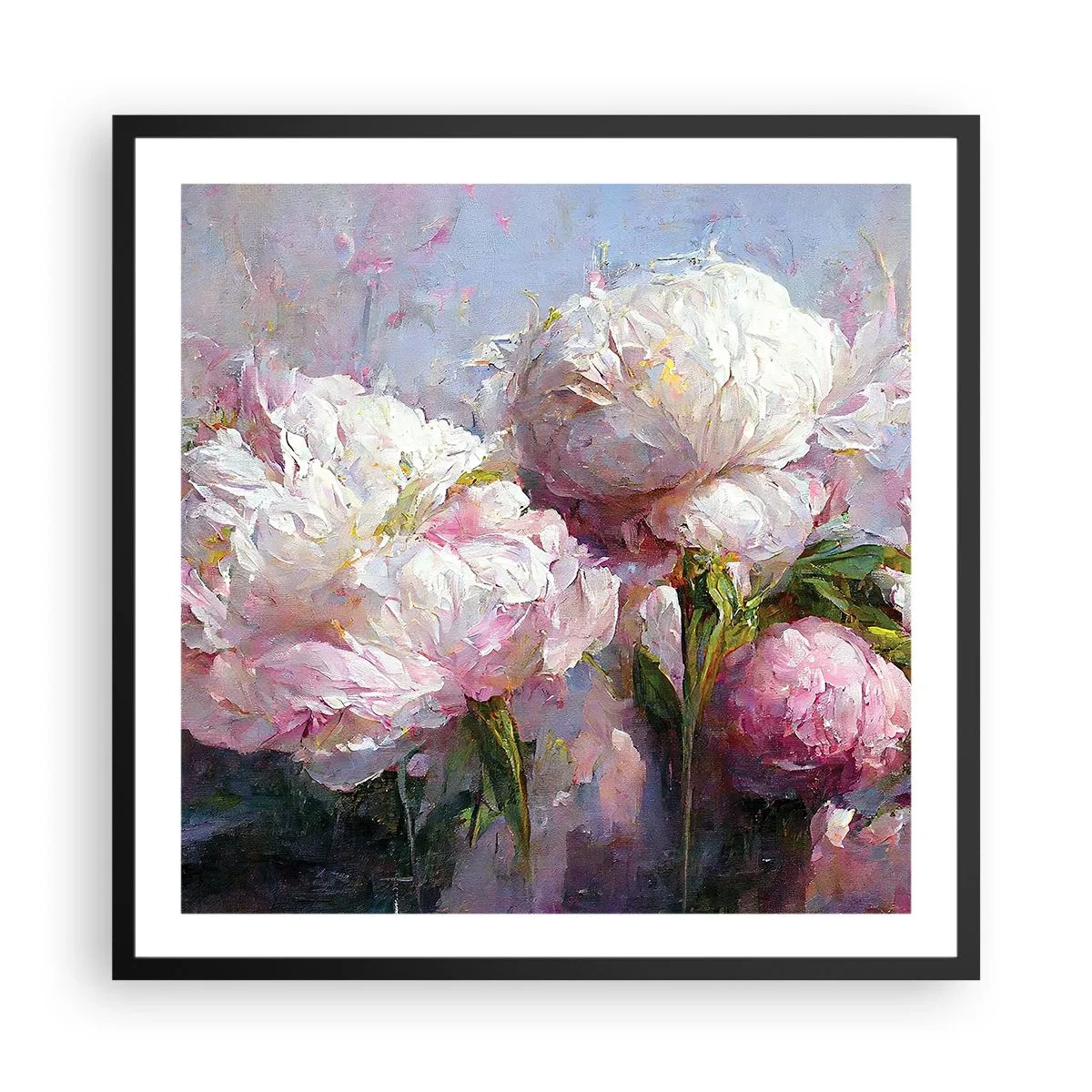 Pôster com moldura preta - Um buquê cheio de vida - 60x60 cm