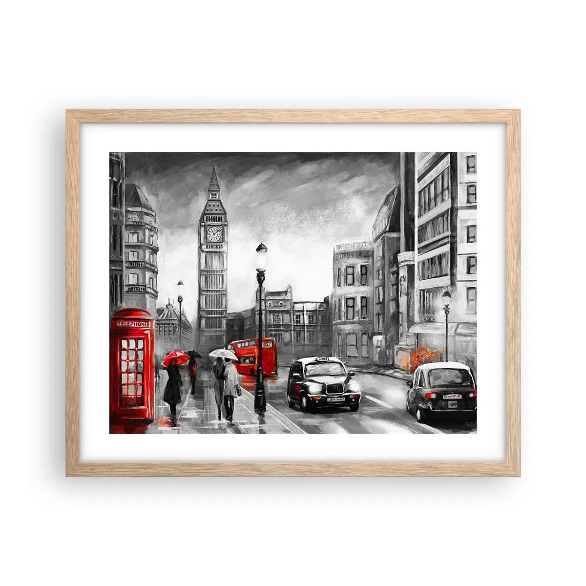 Pôster com moldura de carvalho claro - Não é uma cidade cinzenta - 50x40 cm